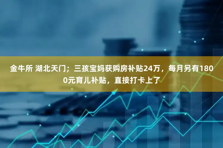 金牛所 湖北天门；三孩宝妈获购房补贴24万，每月另有1800元育儿补贴，直接打卡上了